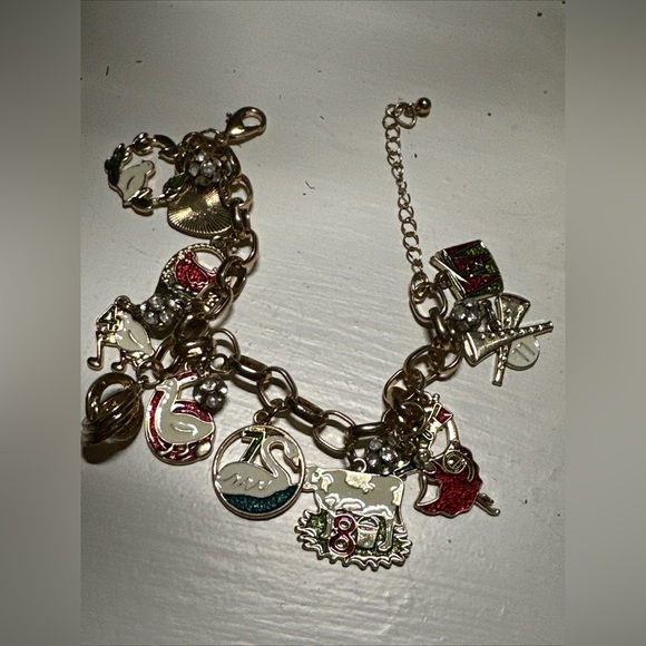 🛍️soldHoliday Gold Plated '12 Days of Christmas' Charm Bracelet OS 0679 P - Picture 13 of 13